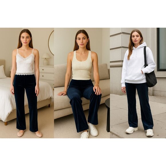 Juicy Couture Women’s Velour Pants Navy XXL Athleisure Quiet Luxury Athflow - Picture 1 of 12